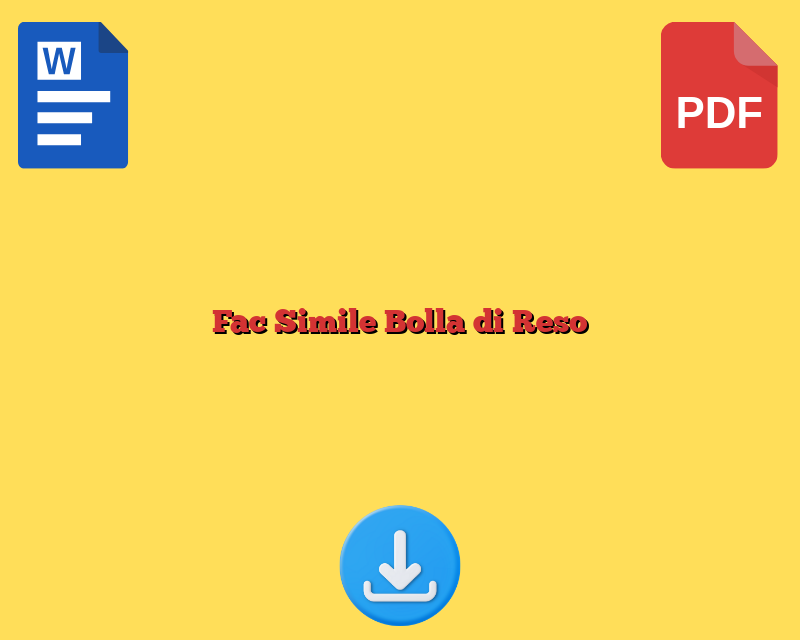 Fac Simile Bolla di Reso