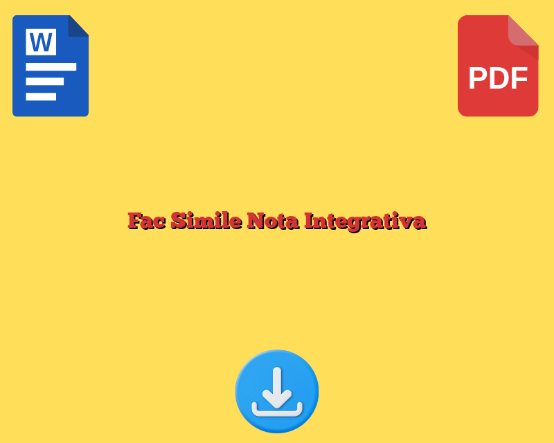 Fac Simile Nota Integrativa