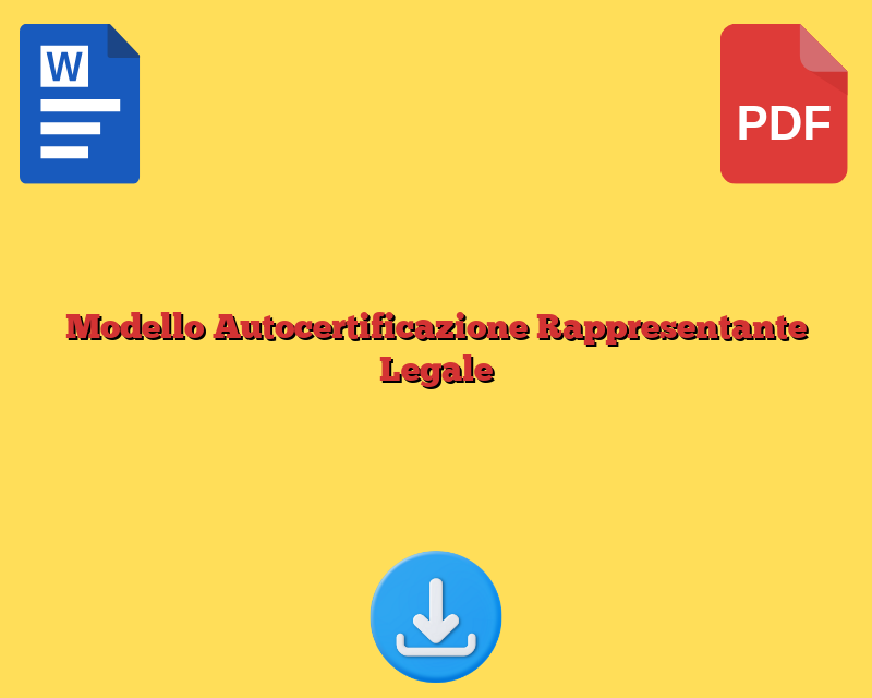 Modello Autocertificazione Rappresentante Legale